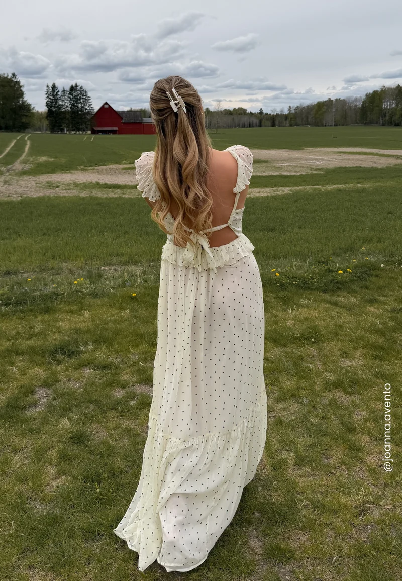 Frill Tie Back Chiffon Maxi Dress