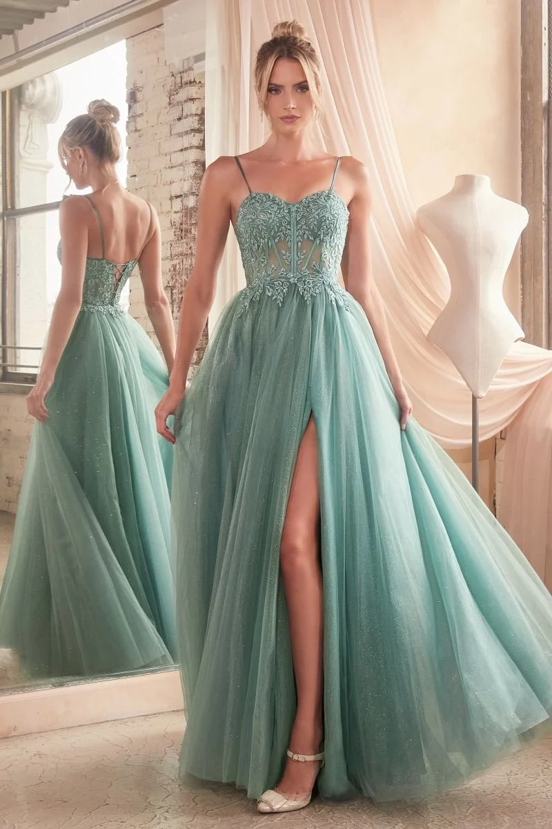 Layered Tulle A-Line Ben Slit Gown från Cinderella Divine C150 - Speciellt tillfälle