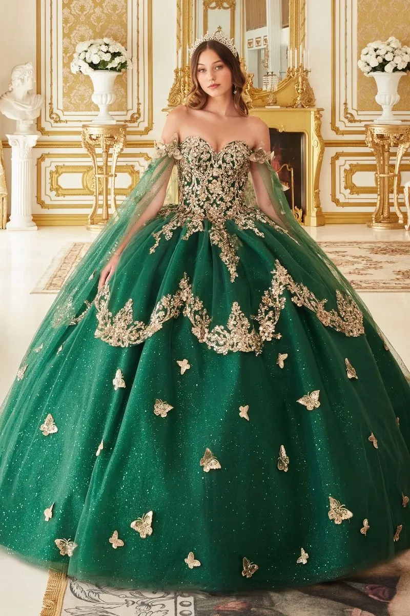 Axelbandslös Sweetheart urringning Skivad Tyll Quinceanera balklänning från Ladivine 15721