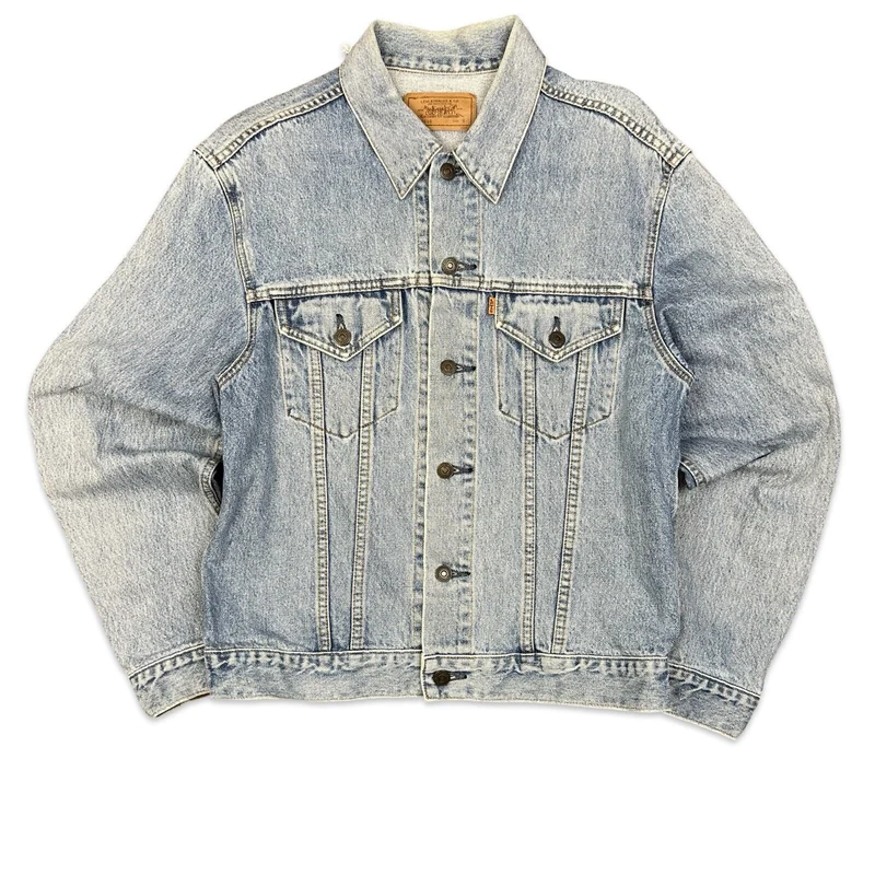 VTG 90s ORANGE TAB JAPANESE LEVIS TYPE 3 TRUCKER DENIM JACKET MOD SKINS 38 S