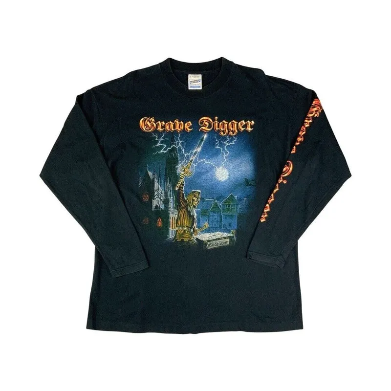 VTG 1999 Grave Digger Excalibur Long-Sleeve Graphic T-Shirt Screen Stars XL