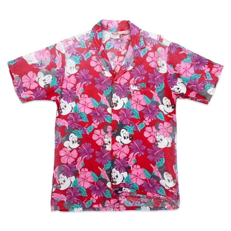 VTG 1968 USA BAREFOOT IN PARADISE DISNEY MICKEY MOUSE HAWAIIAN ALOHA SHIRT S 36