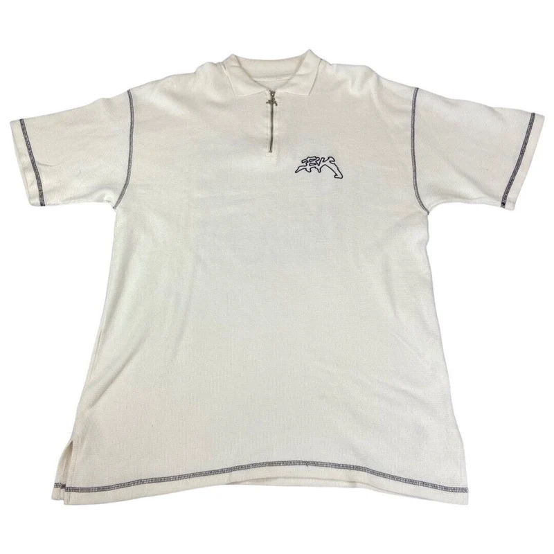 Vintage 90s White British Knights Double-Sided Zip-Up Polo T-Shirt XXL