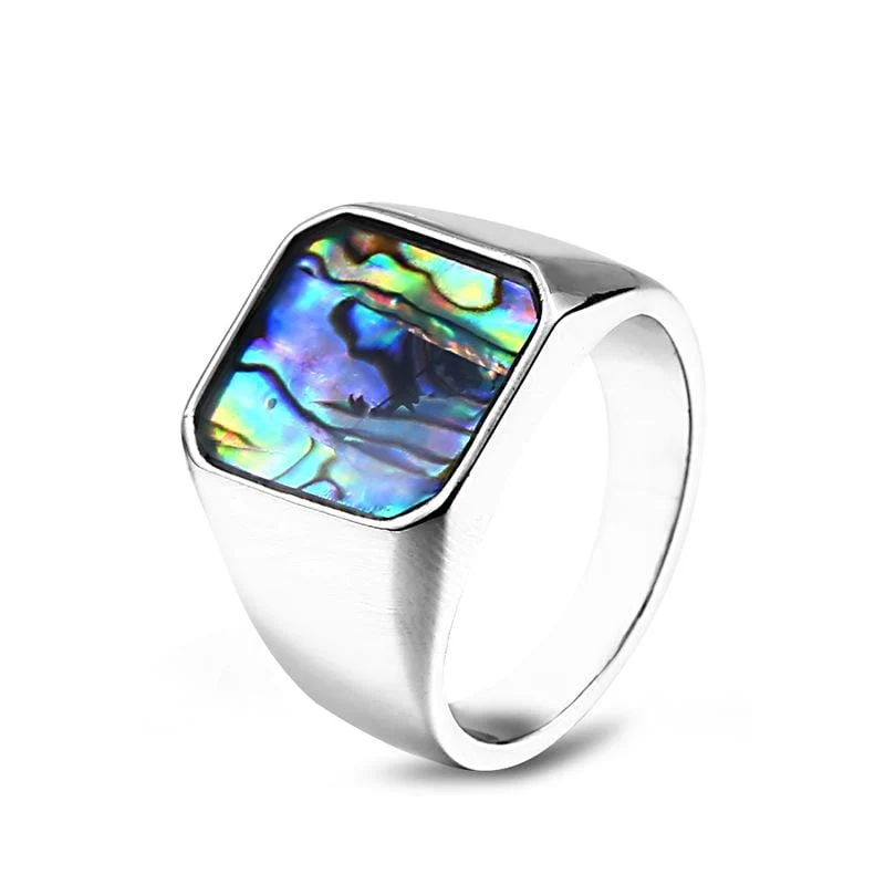 Mäns Punk Inlagd Shell Färgglad Ring