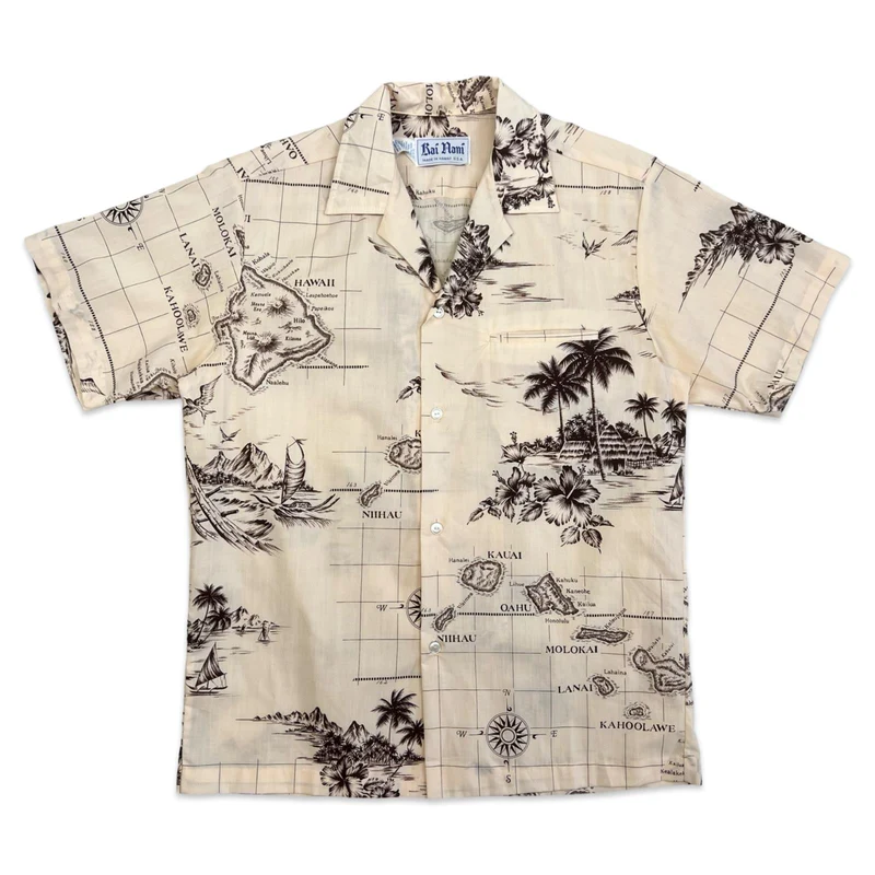VTG RAI NANI COTTON HAWAIIAN ALOHA SHIRT 40s 50s STYLE TIKI ROCKABILLY S 38