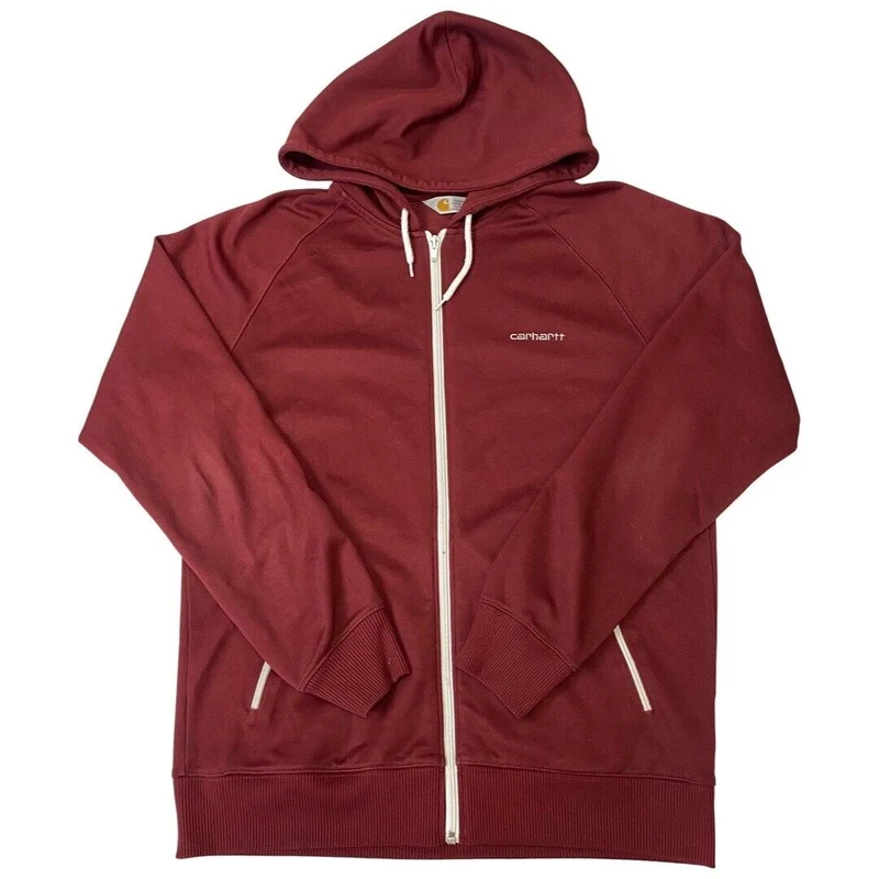 2000s Y2k Burgundy Carhartt Zip-Up Hooded Gym Jacket Large
