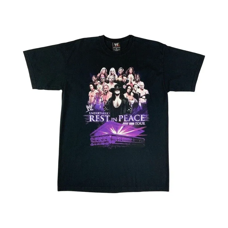 2009 Black WWE Undertaker's Rest In Peace Tour Double Sided Graphic T-Shirt XL