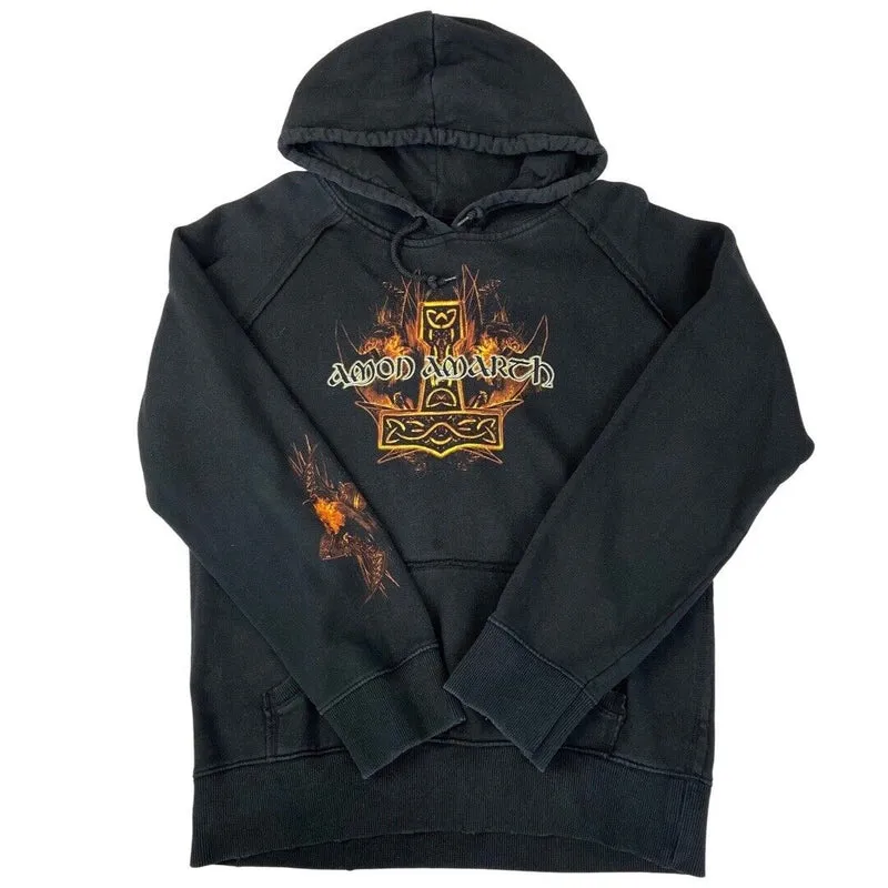 2000s Black Amon Amarth With Oden On My Side Triple Sided Print Hoodie Large