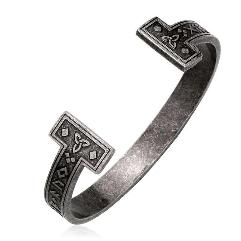 Herr Punk Brons Rune Öppning Titanium stål armband