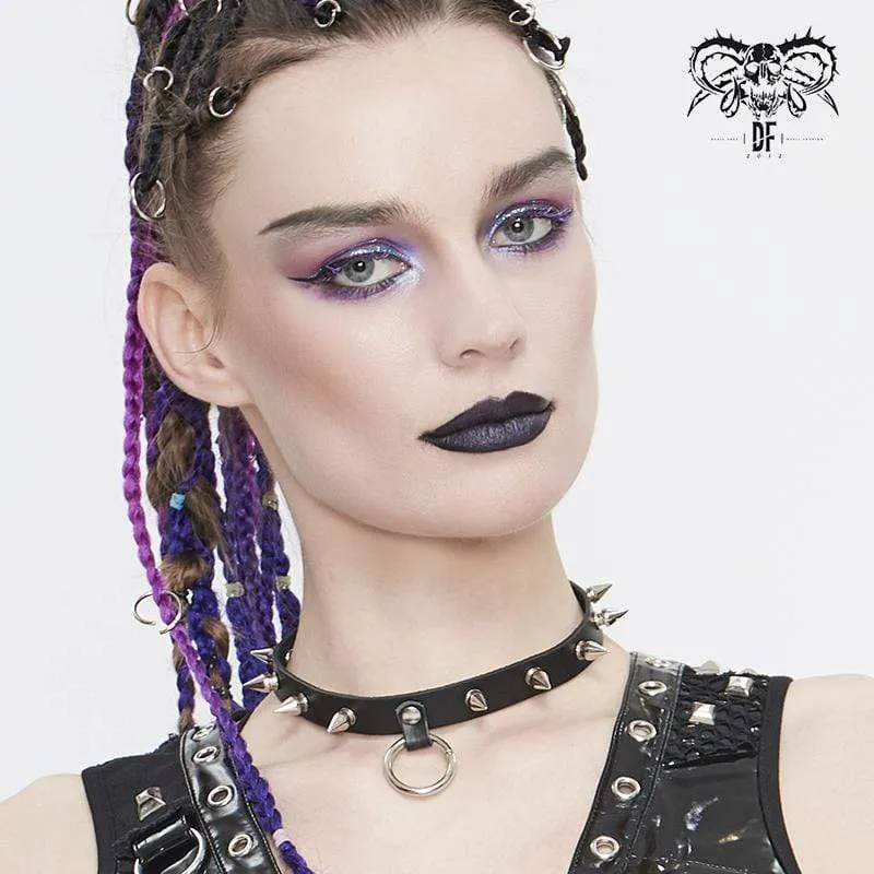 Kvinnors Punk Black Spike Dubbhalskrage Choker
