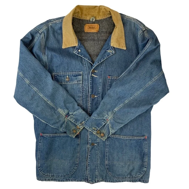 VTG RARE 70742-20 LEVIS WORKERS BLANKET LINED DENIM CHORE JACKET ROCKABILLY40” M