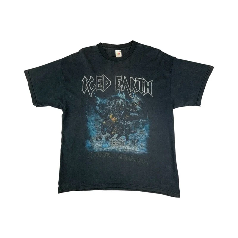 2000s Black Iced Earth Night Of The Stormrider Double-Sided Graphic T-Shirt XL