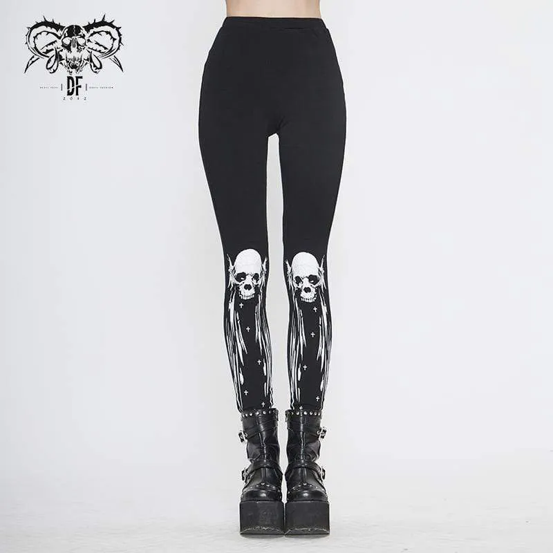 Gothic Punk Skull Leggings för kvinnor