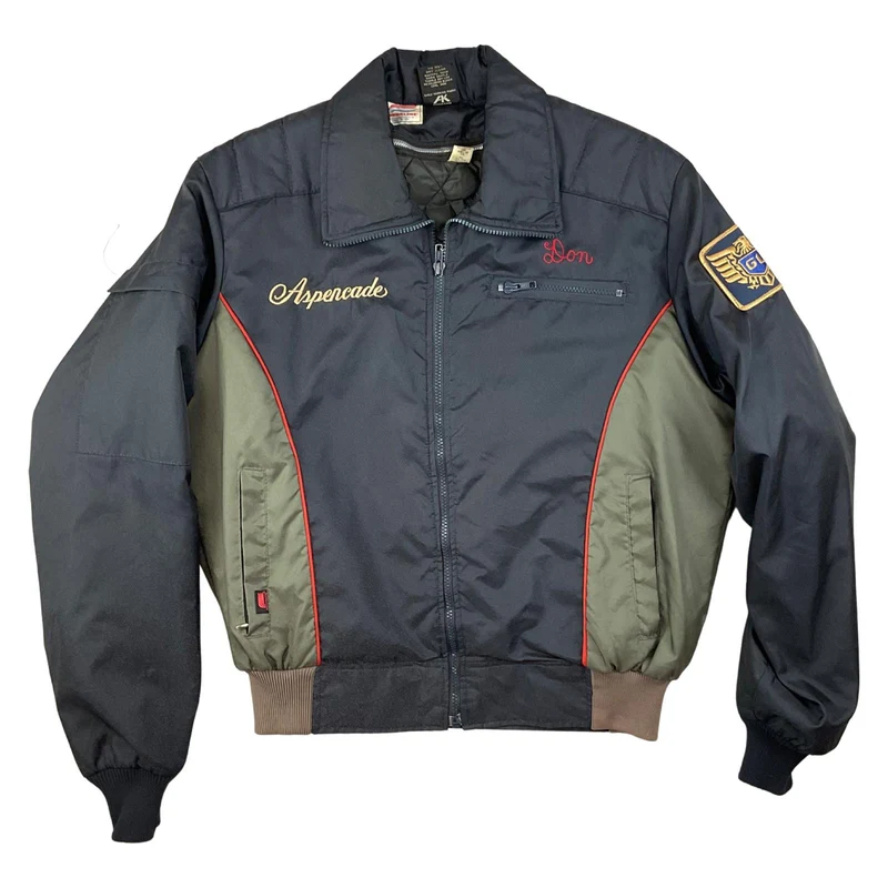 NDALINE BOMBER JACKET EARLY WARNVTG USA MADE HONDA MOTORCYCLE HOING FABRIC L 42"