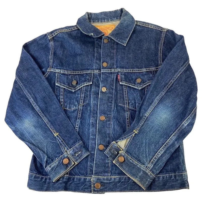 VTG USA BIGSTONE WESTERN RAW GENUINE INDIGO DYED DENIM JACKET ROCKABILLY 36” S