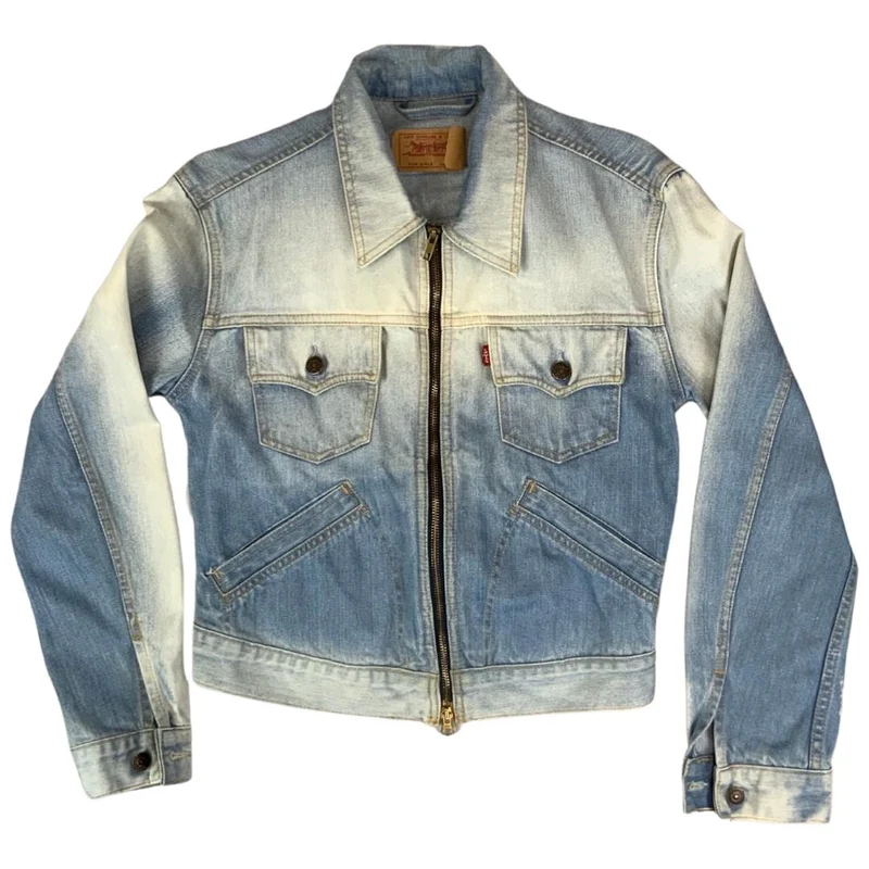 VTG Y2K LEVIS FOR GIRLS ZIP BLEACH FADED DENIM TRUCKER WESTERN JACKET 36” 10