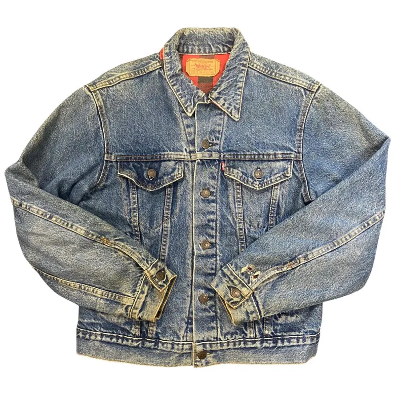 VTG 80s USA MADE LEVIS 70411 FLANNEL LINED DENIM TYPE 3 TRUCKER DENIM JACKET 36S