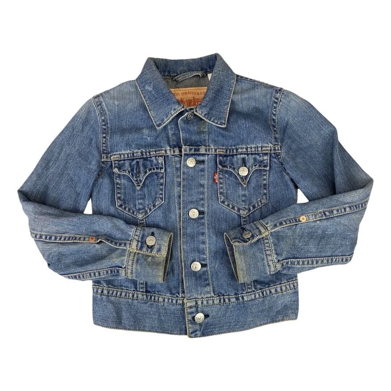 VTG LADIES LEVIS TYPE 1 WESTERN YOKED DENIM JACKET TRUCKER ROCKABILLY 34” XS