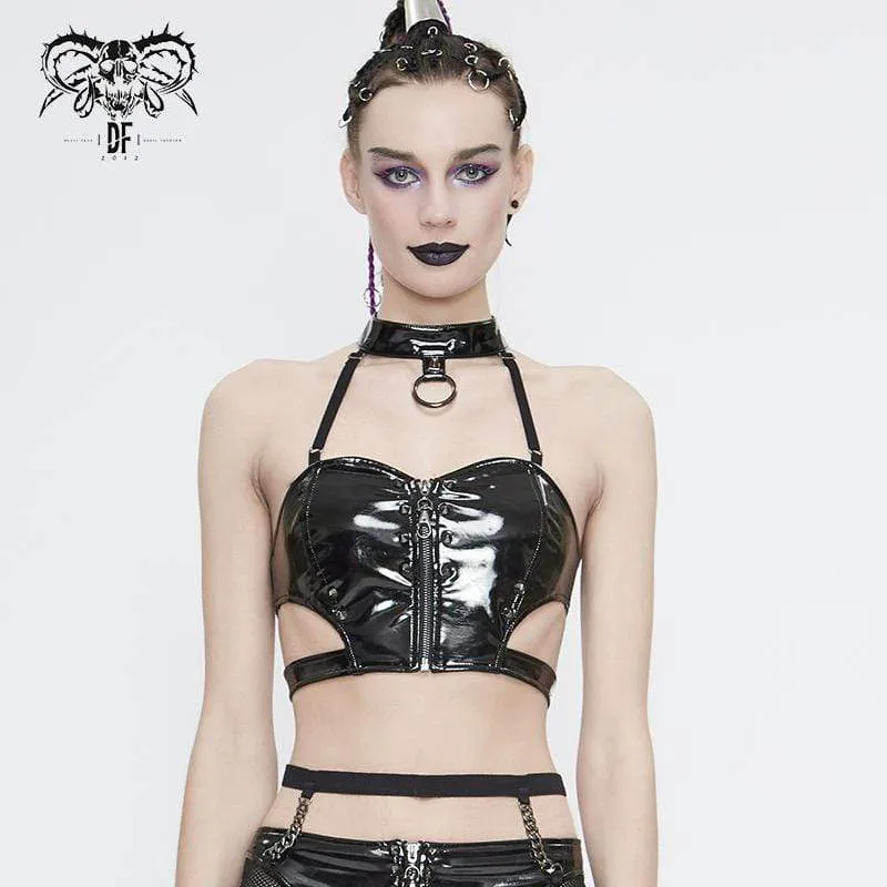 Gothic dubbade konstläder Sweet Heart Bustiers för kvinnor
