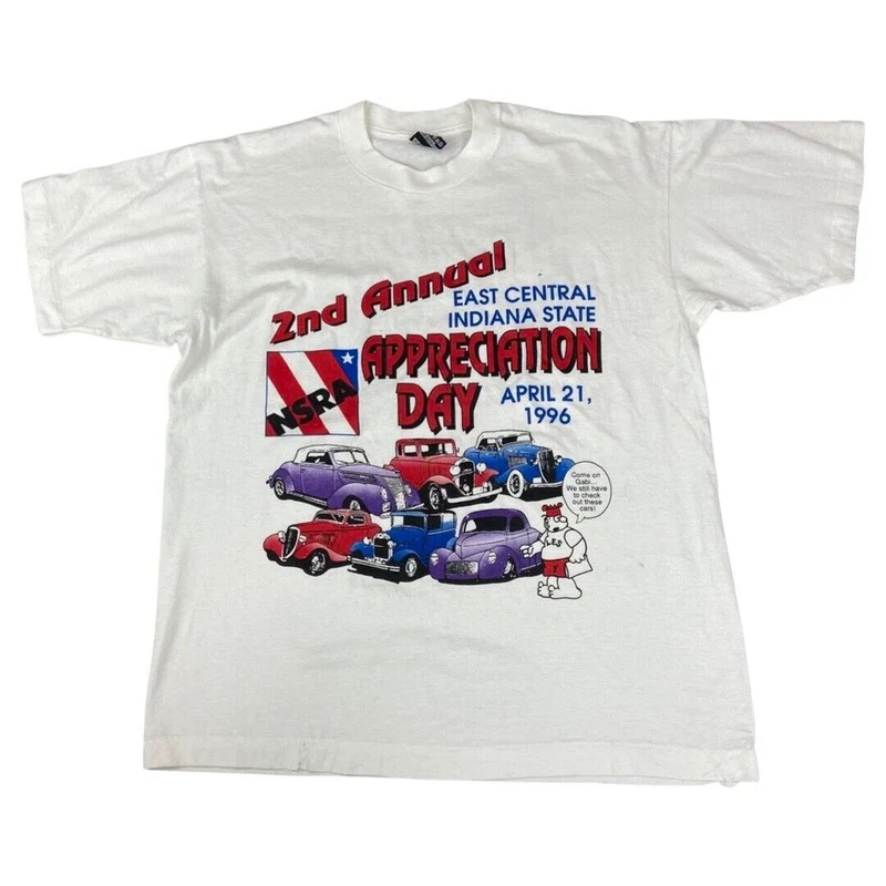 VTG 1996 White National Street Rod Association Appreciation Day Graphic Tee LRG