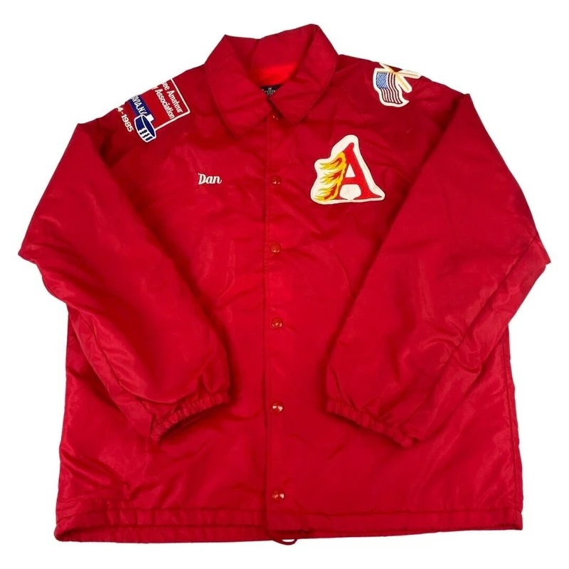 VTG USA 1985 AMATEUR ICE HOCKEY VARSITY NYLON LINED WINDBREAKER JACKET 42” L