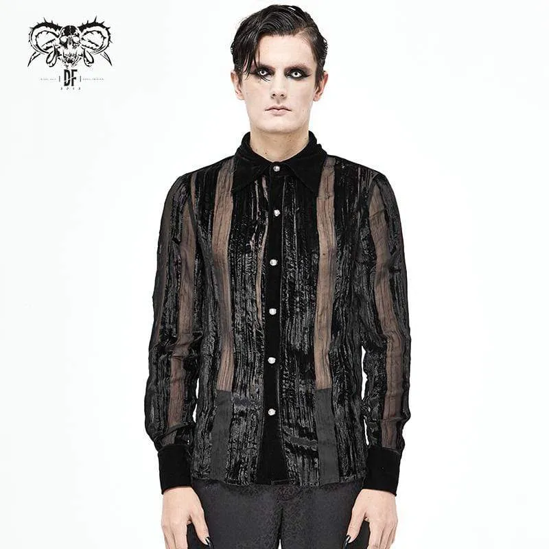 Gothic Punk Stripe skir svart skjorta för män