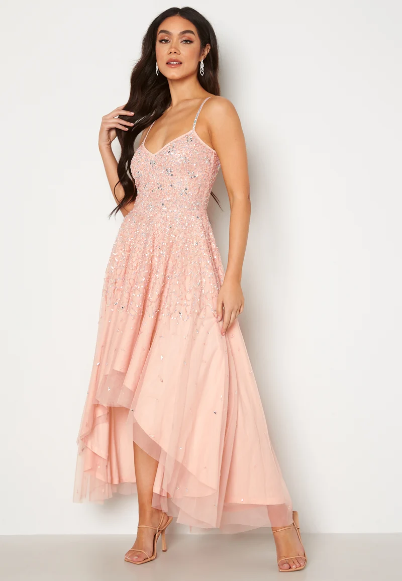 Embellished High Low Maxi Dress