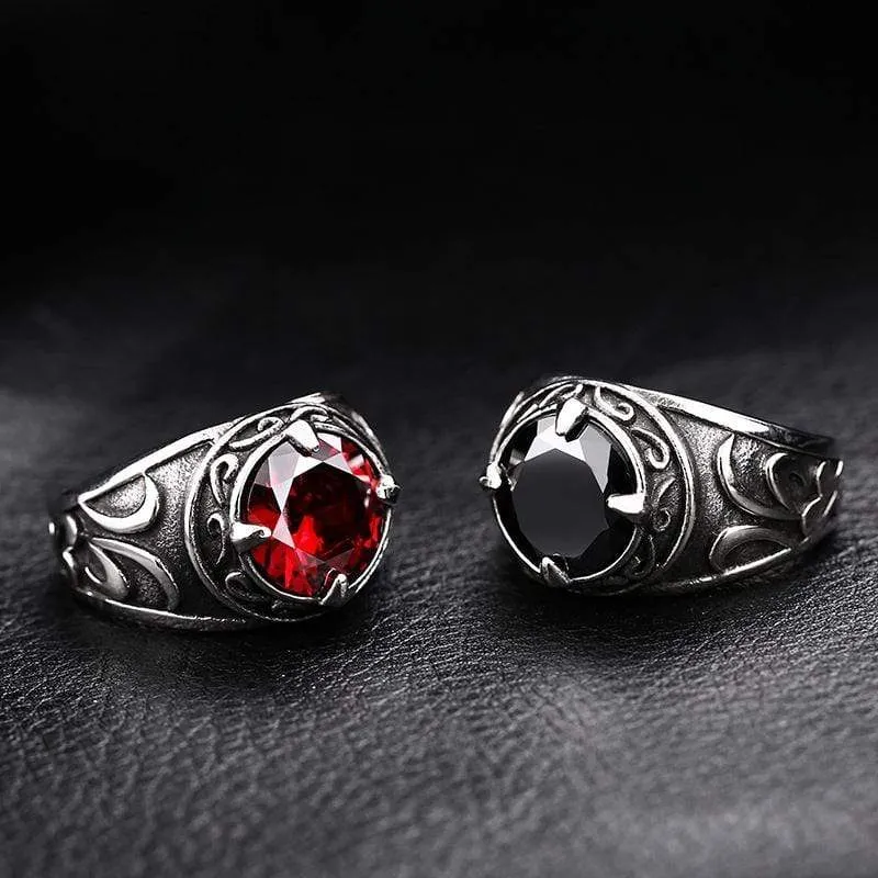 Punk Rhinestone Carving Ringar för män