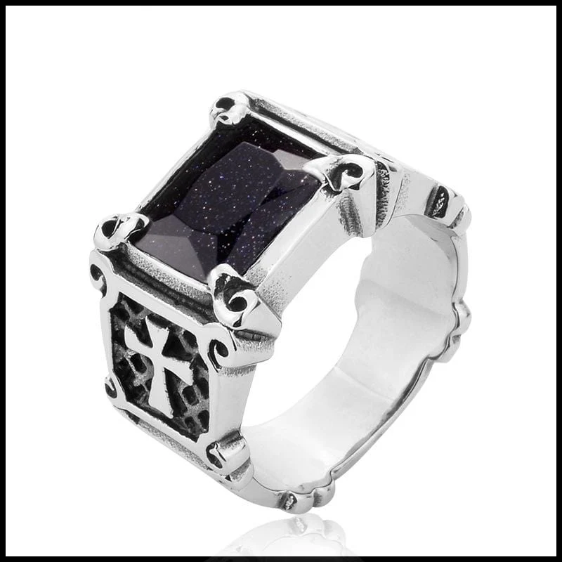 Punk Rhinestone/Blue San Cross Ringar för män