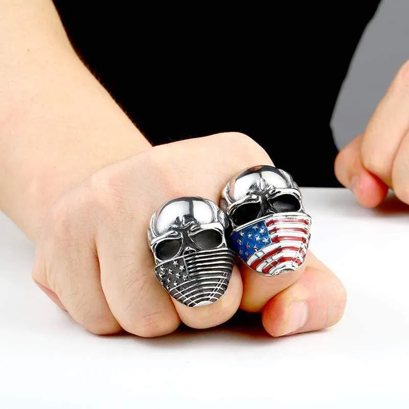 Herr Punk American Flag Skull Rings