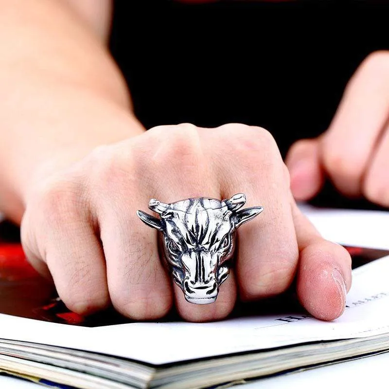 Punk Bull Head of Wall Street Rings för män