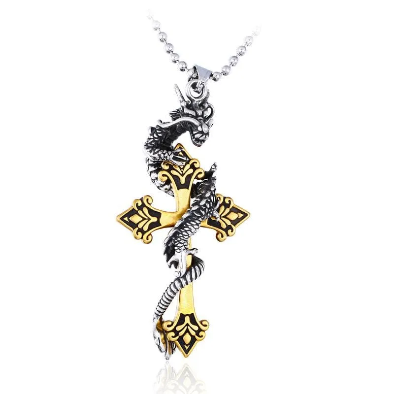 Punk Dragon Cross halsband för män