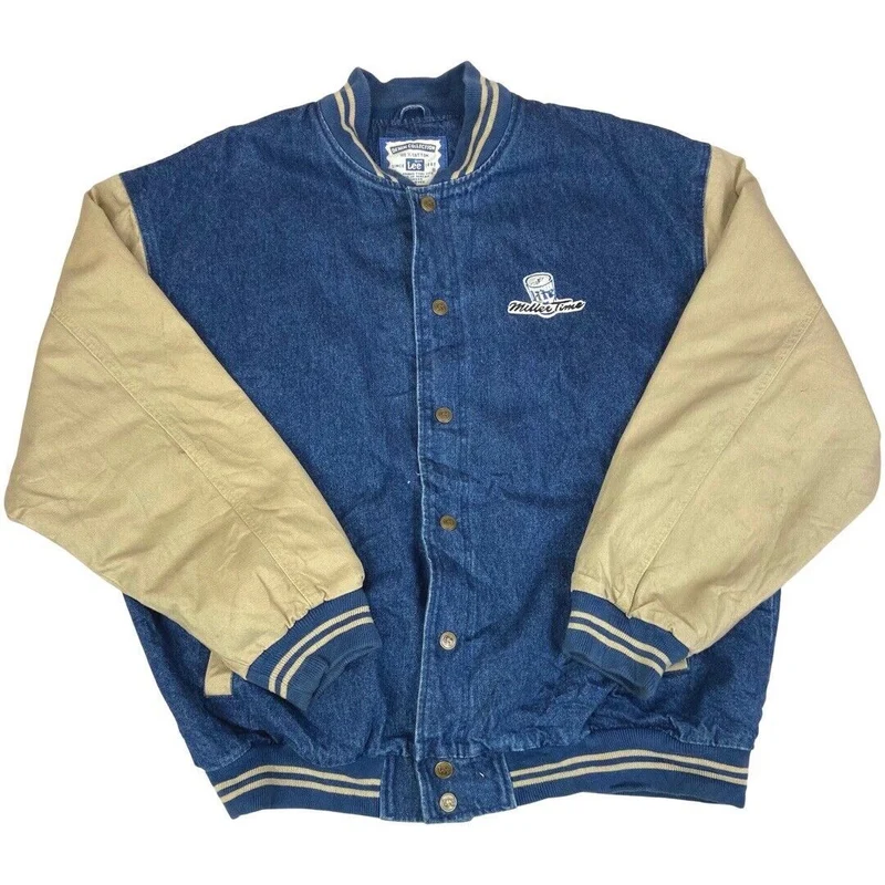 Vintage 90s Green Bay Packers Lee Denim Embroidered Varsity Jacket XXL