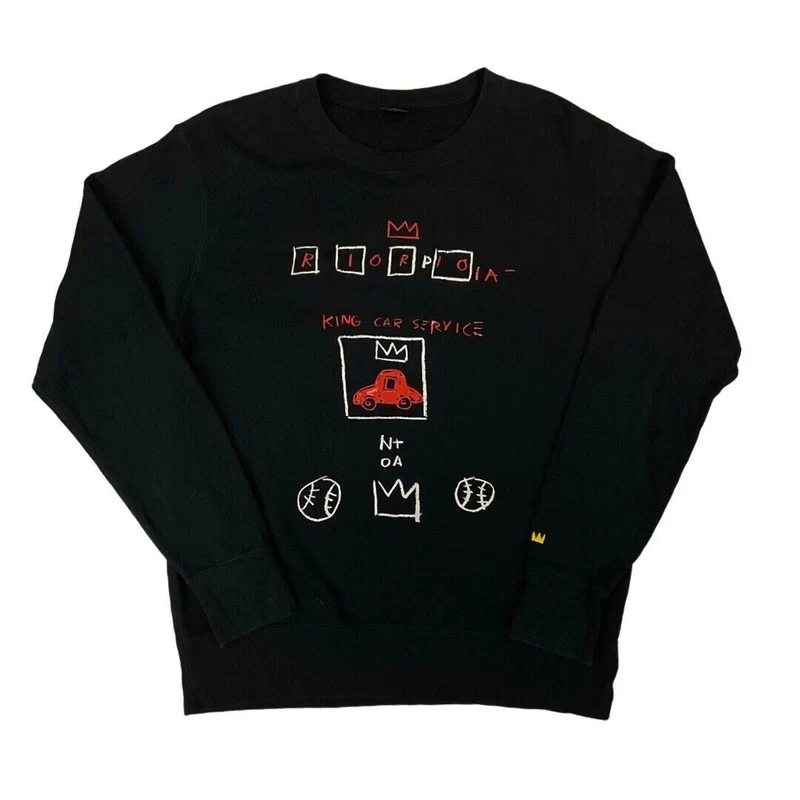 Vintage 00s Black SPRZ NY Jean Michel-Basquiat Graphic Sweatshirt