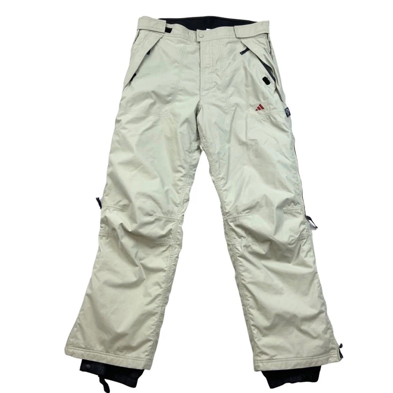 Vintage 90s 00s Beige Adidas Waterprood Ski Parachute Trousers L