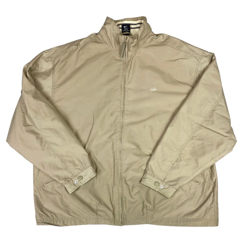 Vintage 1990s Beige Nike Embroidered Water Resistant Casual Jacket Large
