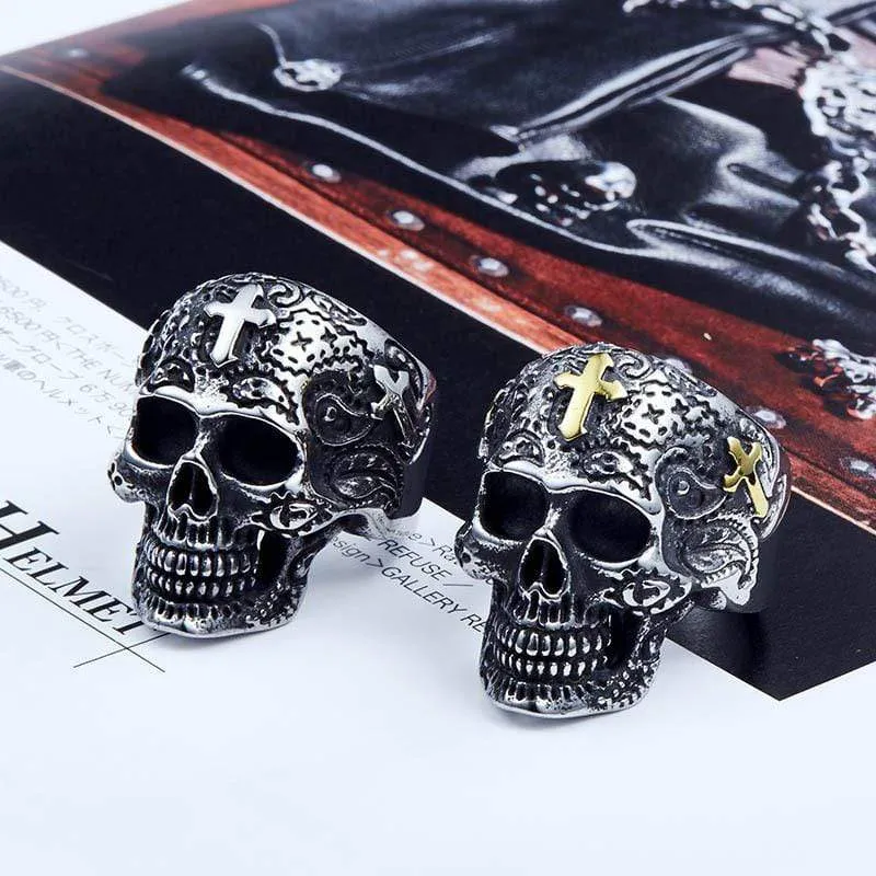Punk Cross Skull Ringar för män