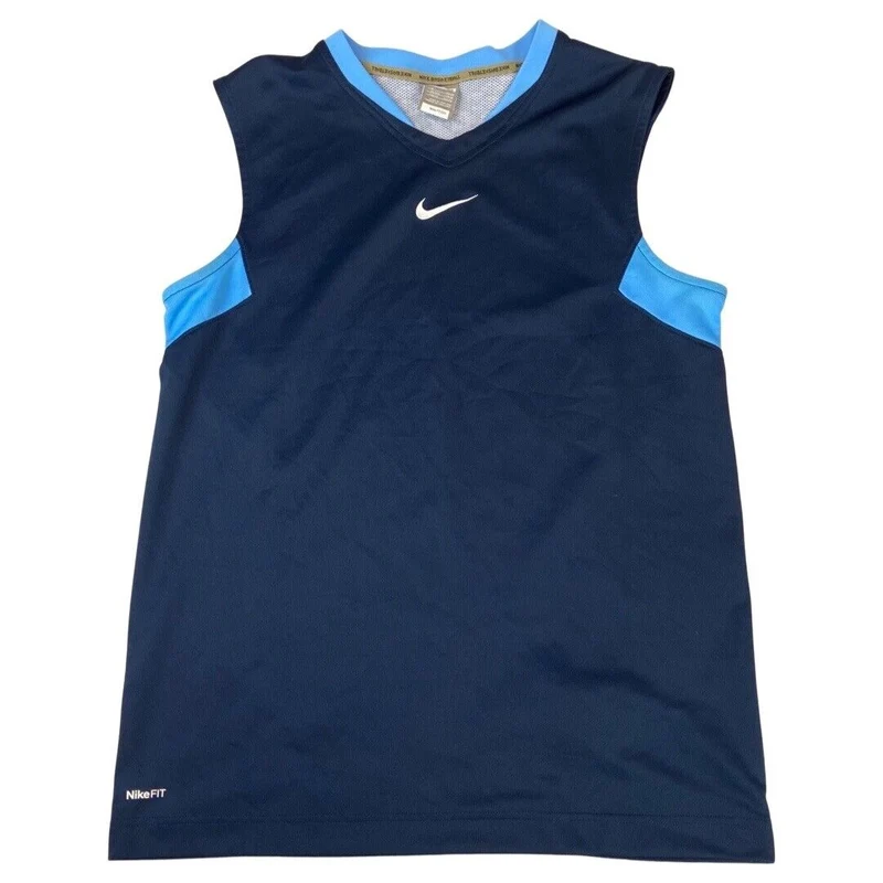 00's Navy & Baby Blue Nike Fit Dry Basketball Vest Large