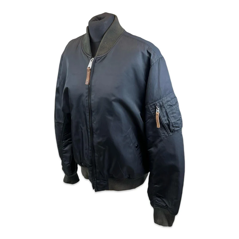 ALPHA INDUSTRIES MA-1 USAF PILOT FLYING JACKET BLACK NYLON LARGE