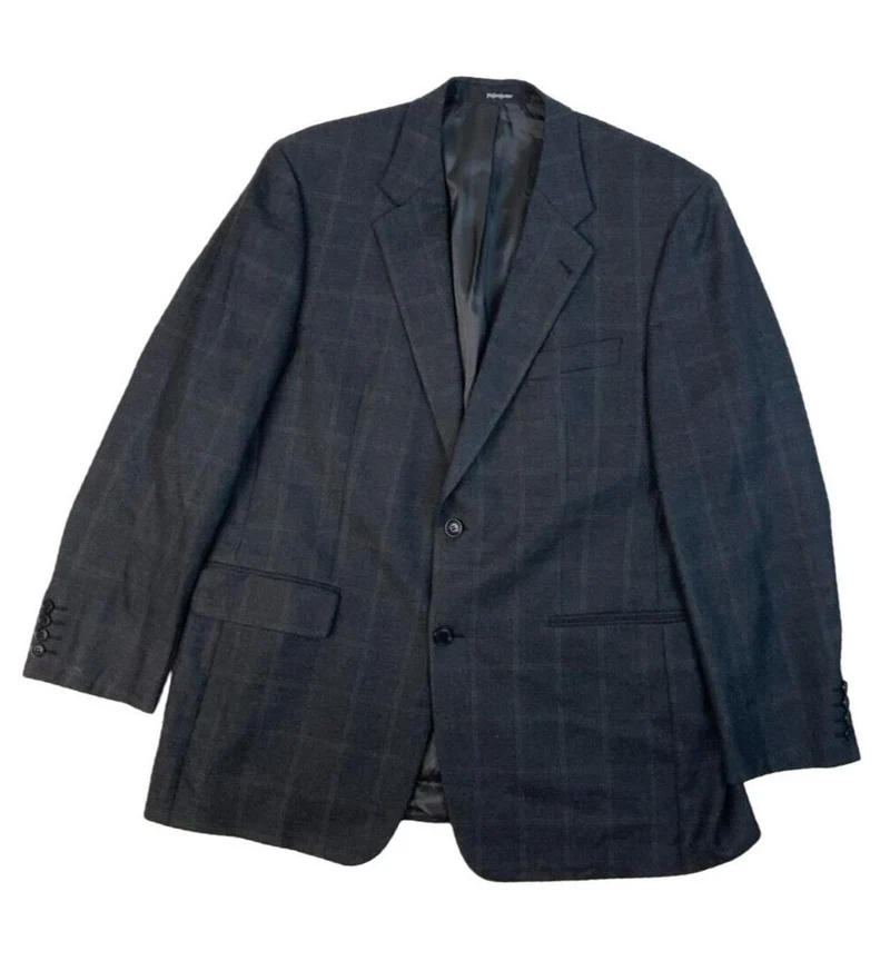 VTG YVES SAINT LAURENT CHECKED GREY BLAZER JACKET SIZE M
