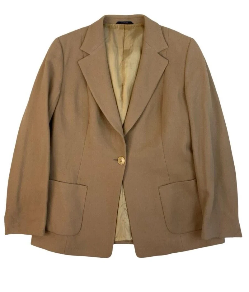 LADIES BURBERRY CASHMERE BLEND BLAZER JACKET BEIGE SIZE M 14