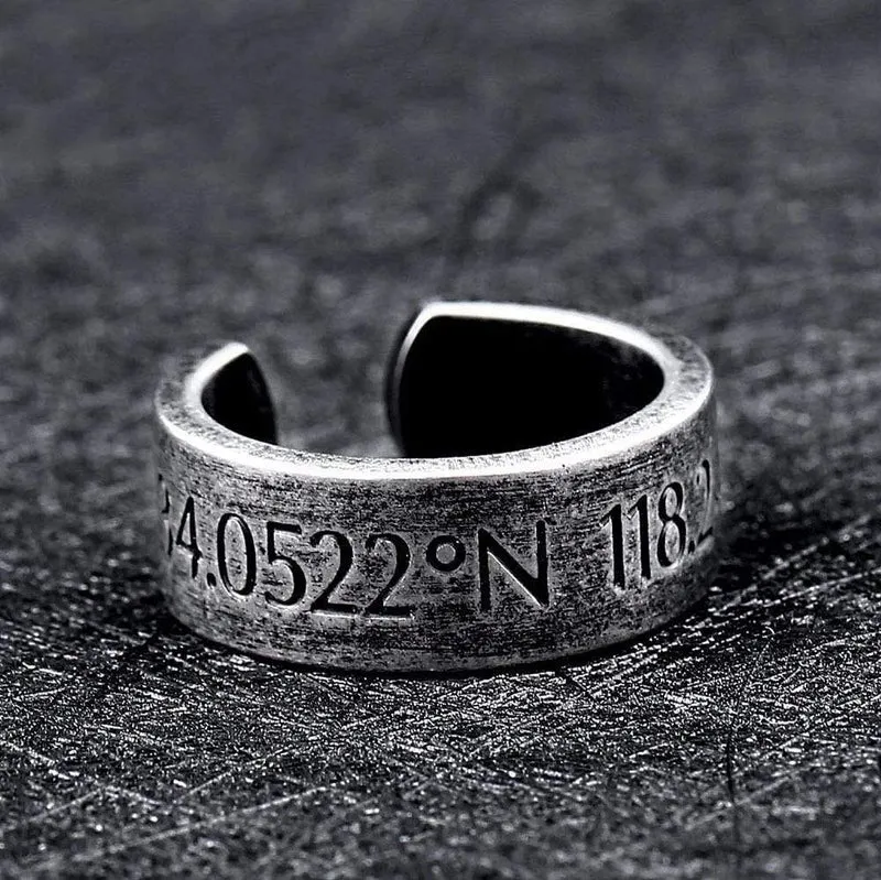 Mäns Punk Horizon Latitude Och Longitud Ringar