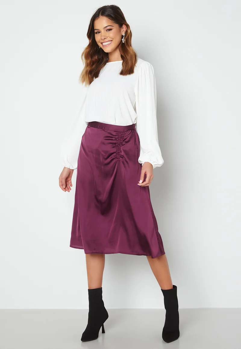Cristy H/W Rouching Slit Skirt