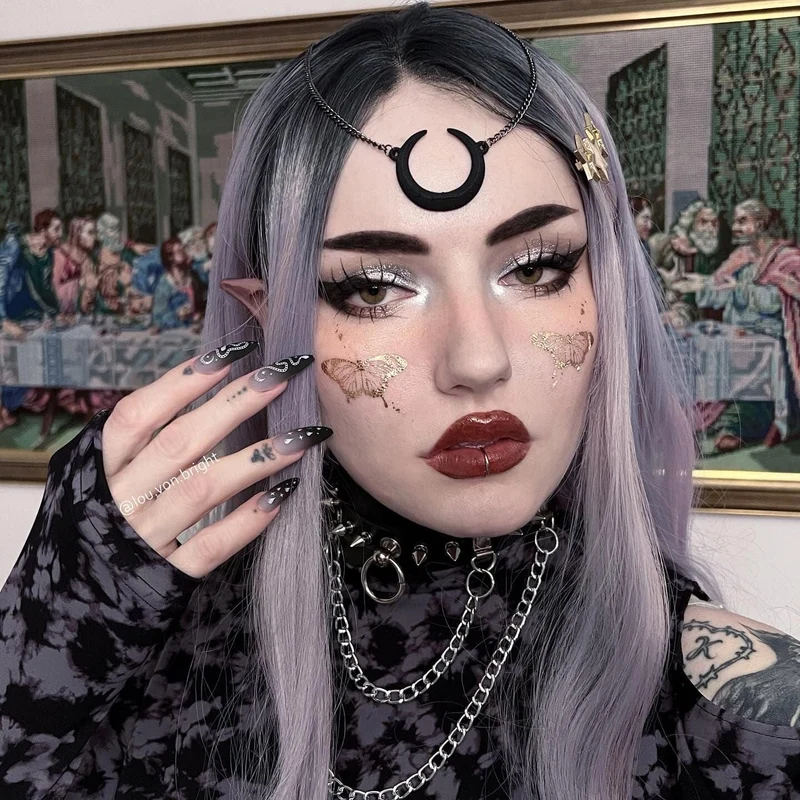 Gotiska nitar och kedjor för kvinnor Breda chokers