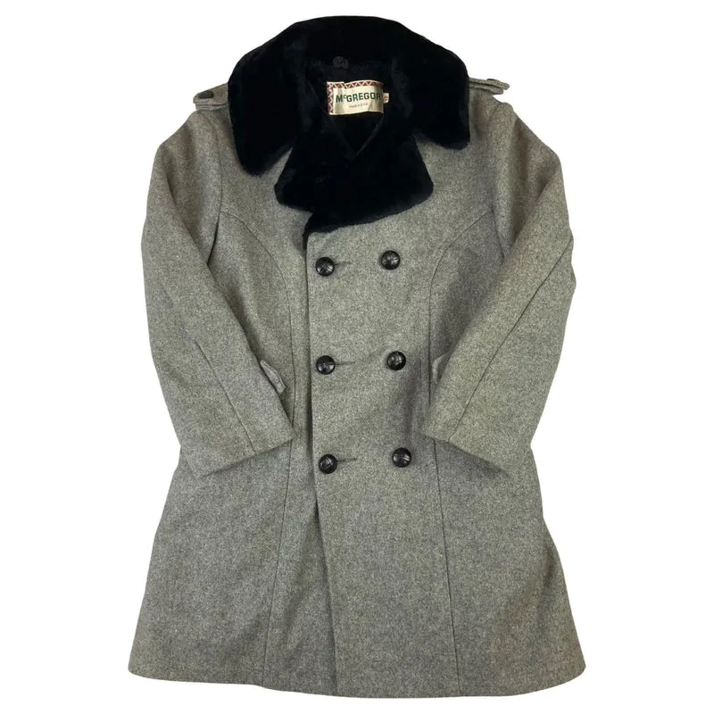 VTG 60s 70s LADIES USA McGREGOR WOOL CAR COAT FAUX FUR LINING SIZE 10