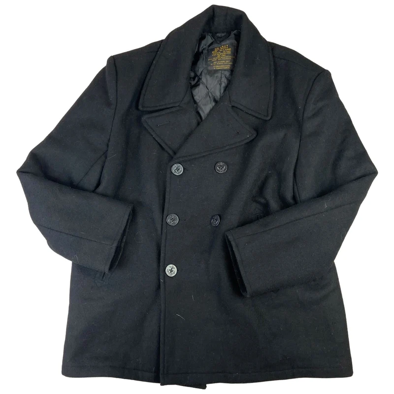 VTG MIL-TEC US NAVY PEACOAT WOOL DOUBLE BREASTED MILITARY ROCKABILLY 53 (50) XXL