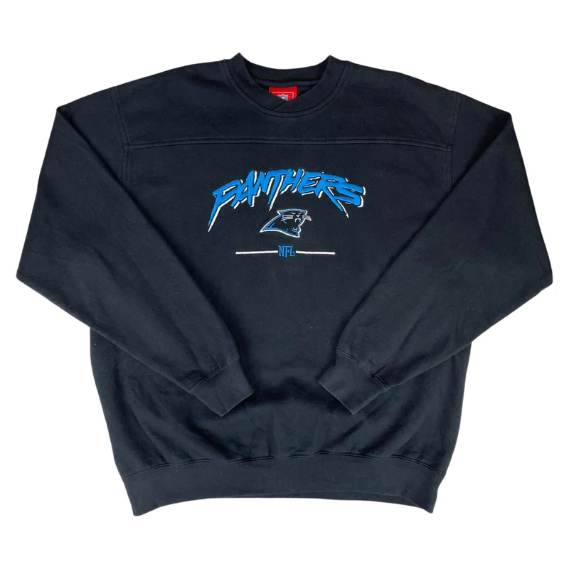 Vintage 00s Black Blue Official NFL Panthers Embroidered Graphic Sweatshirt XL