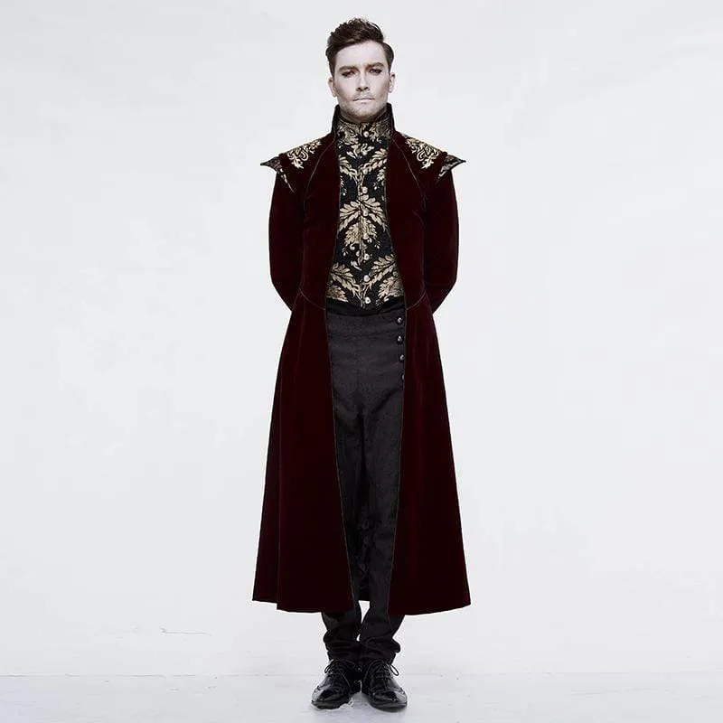 Goth Jacquard Dovetail överrock för män Röd