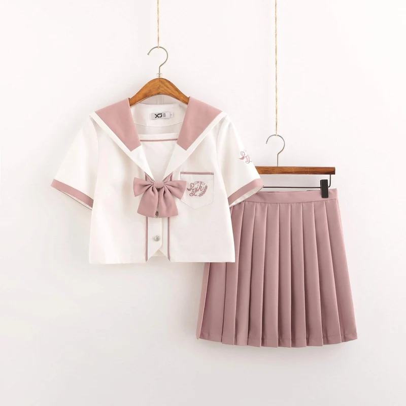 Kortärmad JK-uniform för kvinnor, Japansk gymnasieuniform för flickestudenter, sjömansdräkter