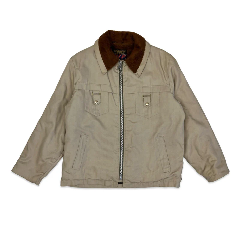 VTG 1960s USA CANVAS SHERPA LINED OUTDOOR HUNTING JACKET DUCK TIN CLOTH L 42